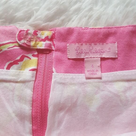 Lilly Pulitzer Pink Yellow Floral Skirt Size 4 - Picture 5 of 5